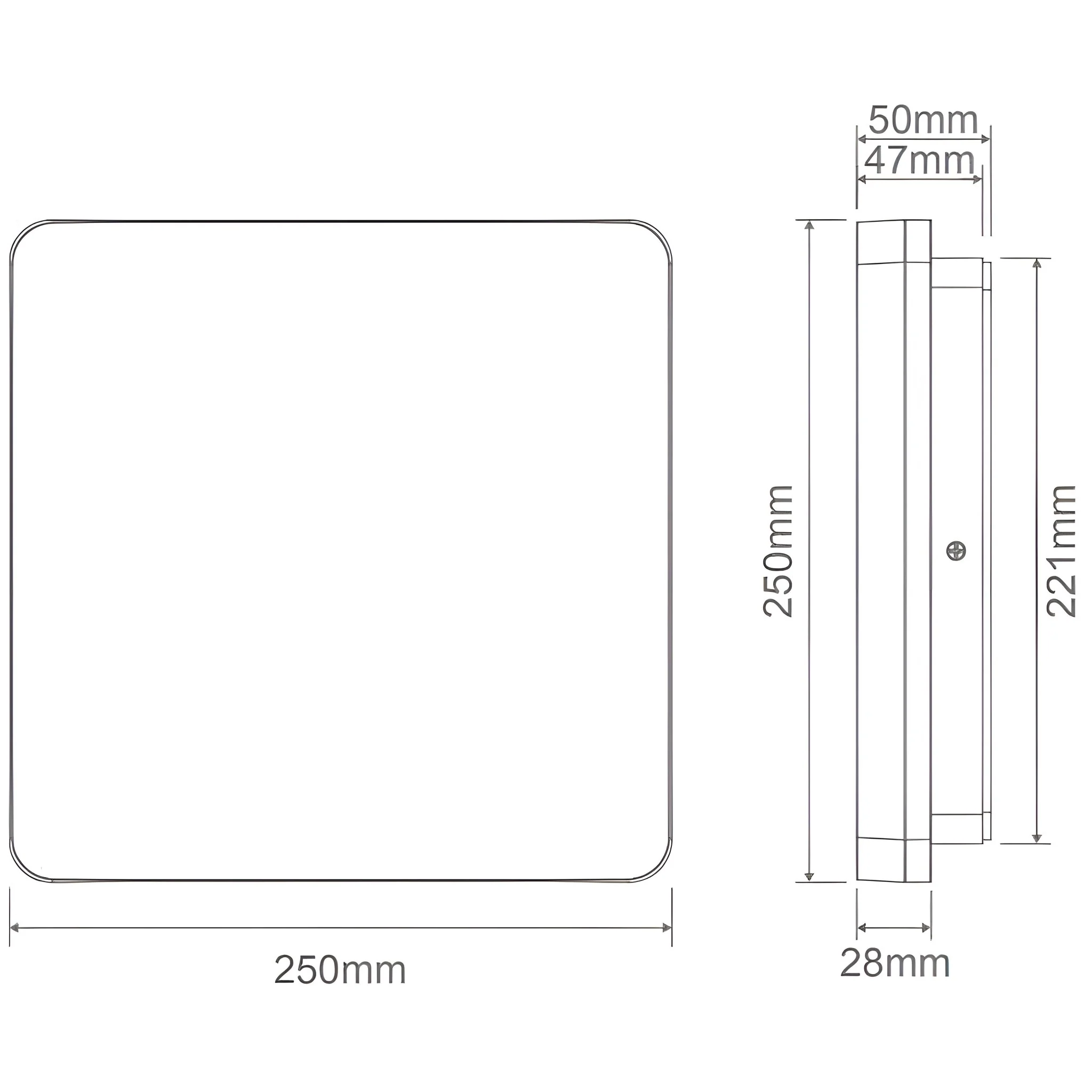 Domus SUNSET 250/300/400mm Square - 15W/25W/35W LED Tricolour Dimmable IP54 Oyster Light - White - Image 3