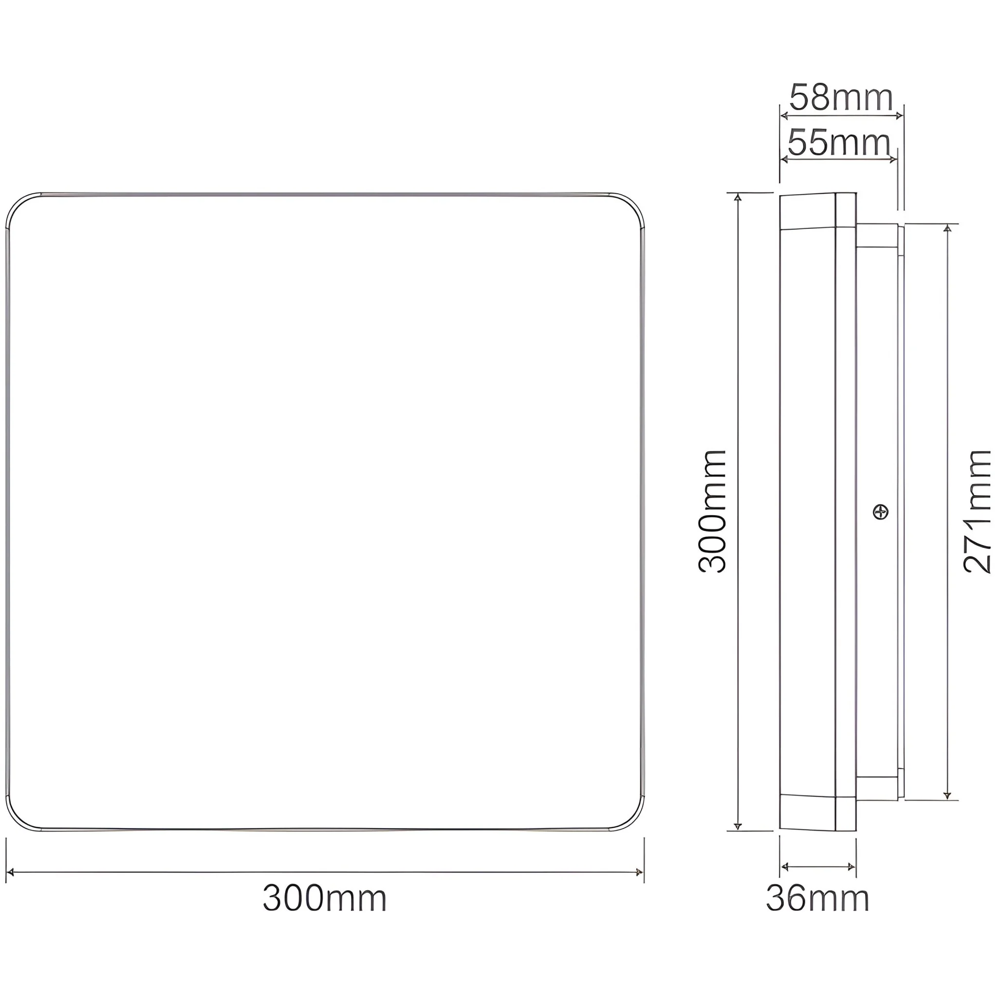 Domus SUNSET 250/300/400mm Square - 15W/25W/35W LED Tricolour Dimmable IP54 Oyster Light - White - Image 5