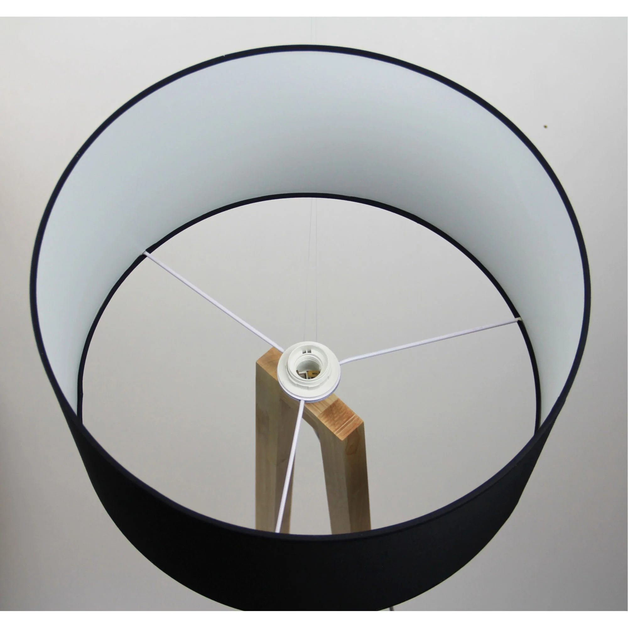 Edra 1 Light Floor Lamp Timber With Black Cotton Shade - OL93533BK - Image 4