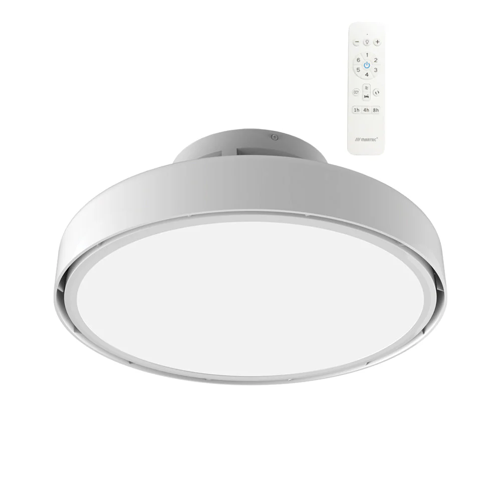 Martec Fantom DC 480mm Bladeless Smart Close to Ceiling Fan White with Dimmable CCT LED Light