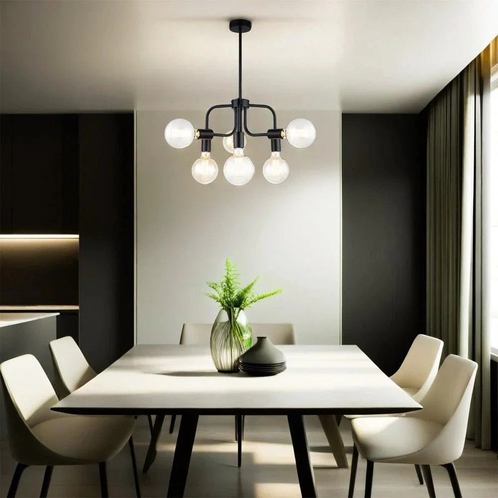 HEXA interior Modern Abstract Pendant Light 6xE27 in Black or Gold - Image 3