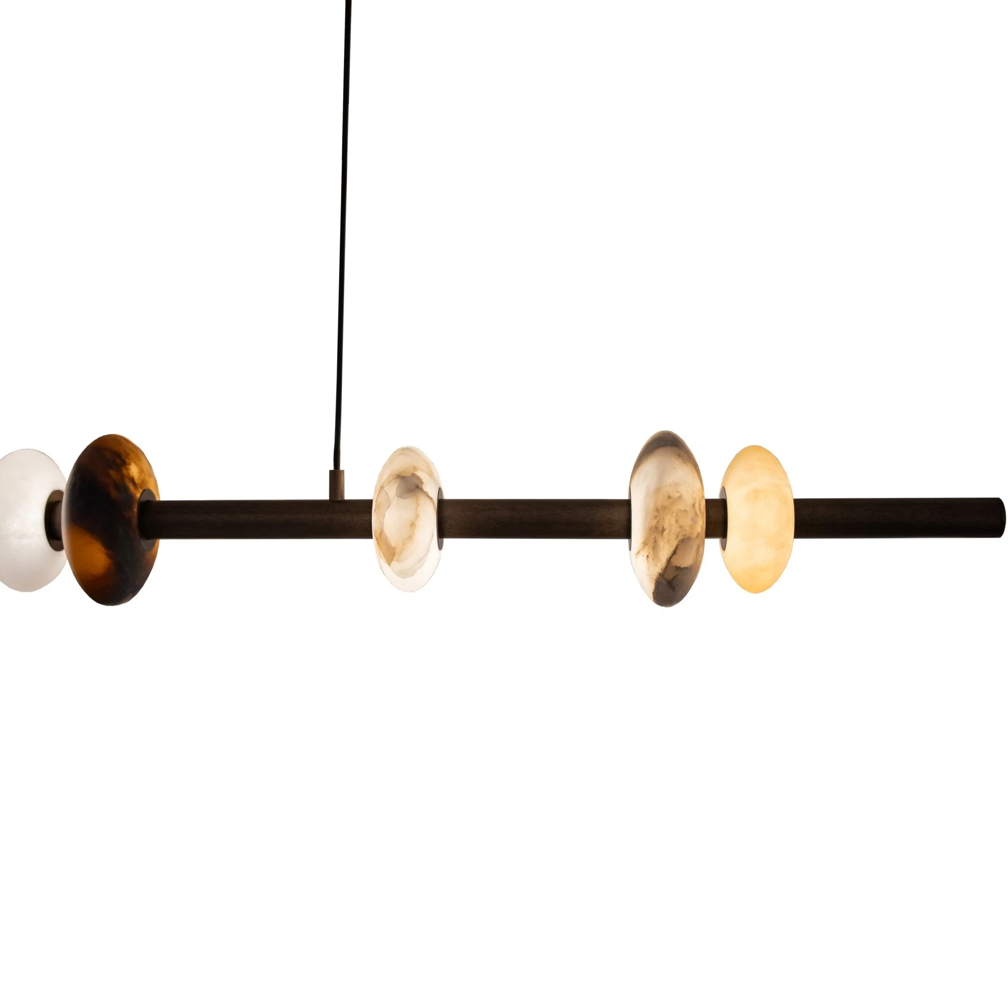 Hoops Pendant Light in Antique Brass, Brass or Black with Marble Details | Lighting Creations