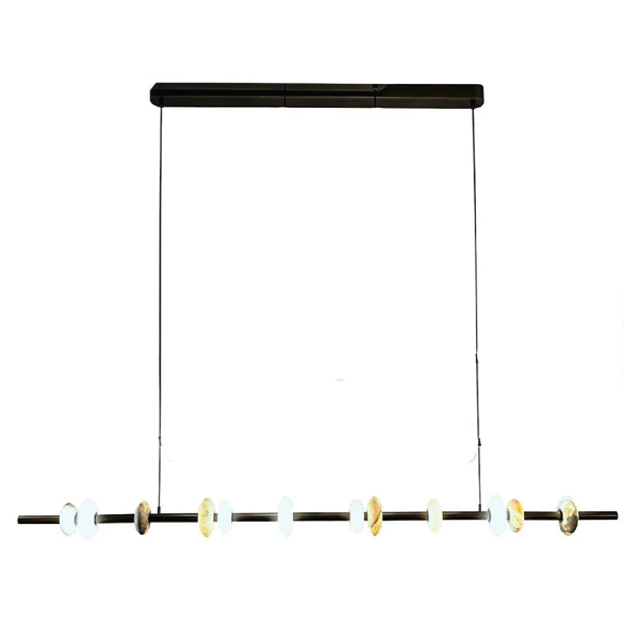 Hoops Pendant Light in Antique Brass, Brass or Black with Marble Details | Lighting Creations - Image 2