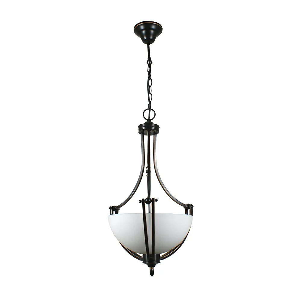 HOUSTON 2 Light Chrome or Bronze with opal matt glassware Single Pendant Light - Image 2