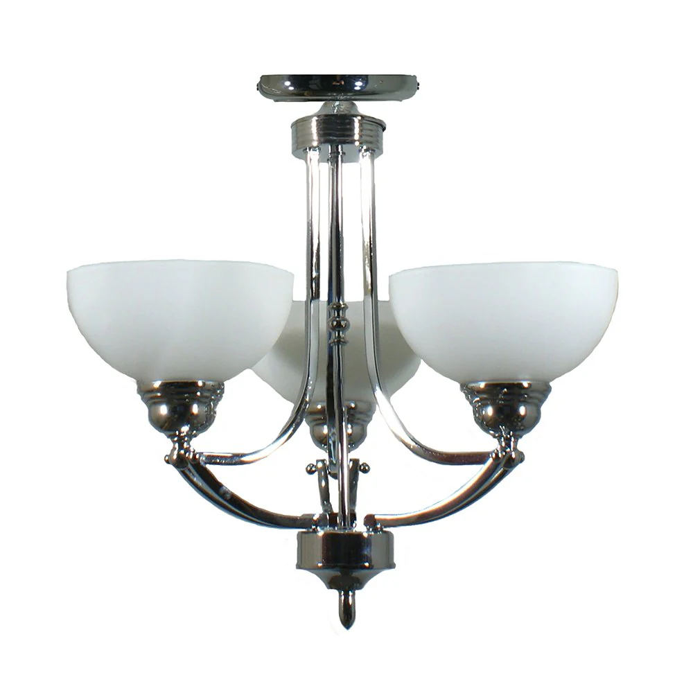HOUSTON 3 Light Semi Flush Chrome or Bronze with opal matt glassware Pendant Light