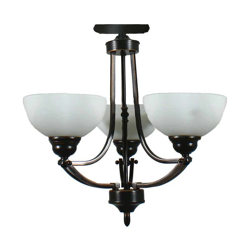 HOUSTON 3 Light Semi Flush Chrome or Bronze with opal matt glassware Pendant Light - Image 2