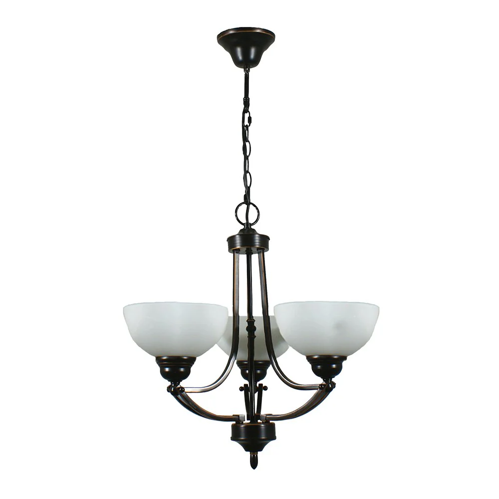 HOUSTON 3 Light Chrome or Bronze with opal matt glassware Pendant Light - Image 2