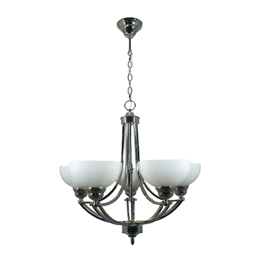 HOUSTON 5 Light Chrome or Bronze with opal matt glassware Pendant Light