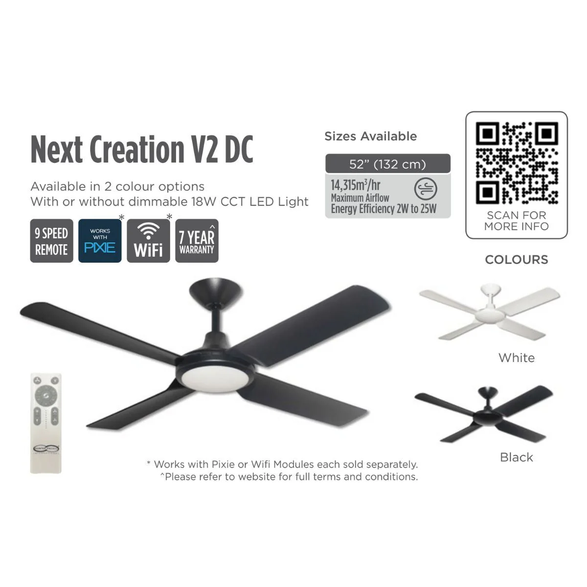 Hunter Pacific NEXT CREATION V2 - 4 Blade 52" DC Ceiling Fan - Image 4
