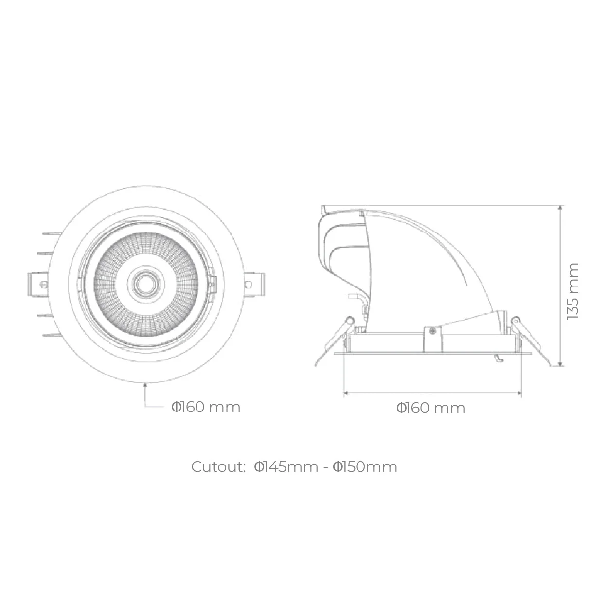 Infinite 112 30W Tri-Colour Adjustable LED Downlight 160mm - Image 2