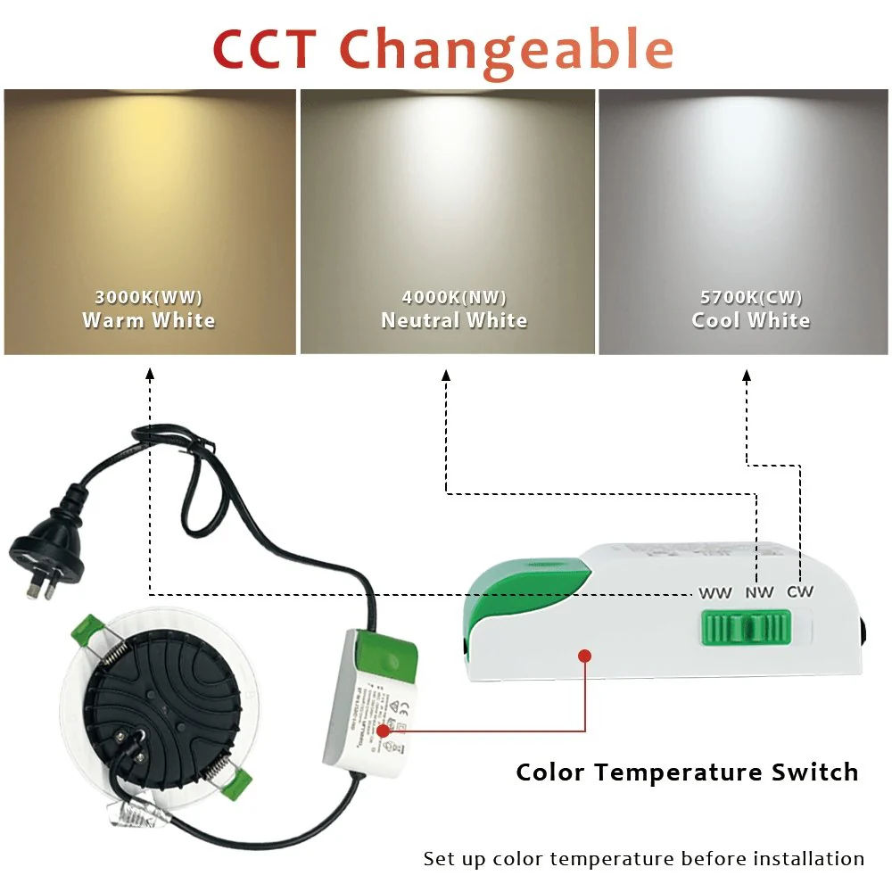 INFINITE 205 13W COB Tri-Colour Dimmable Aluminium LED Downlight 90mm cut out - Image 3