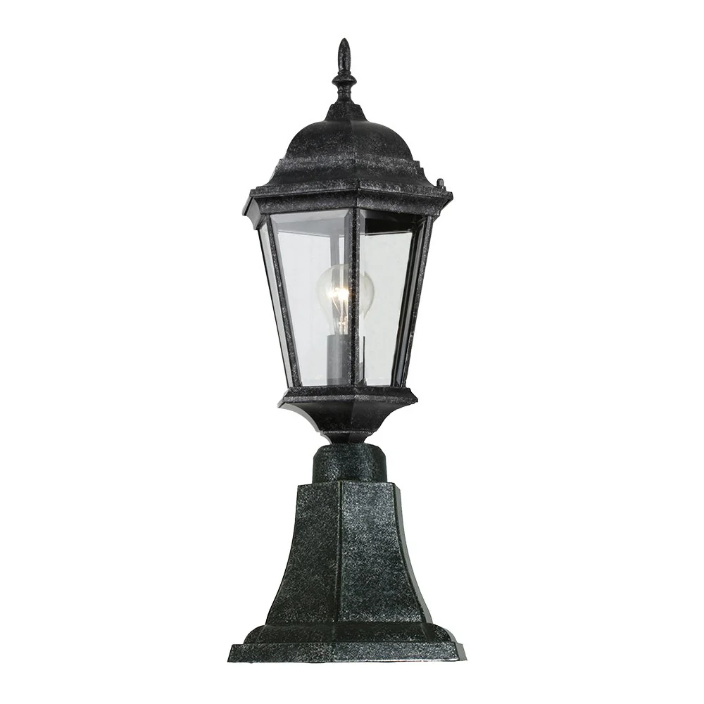 JUNCTION Exterior Small or Medium Antique Black Pillar Mount Light