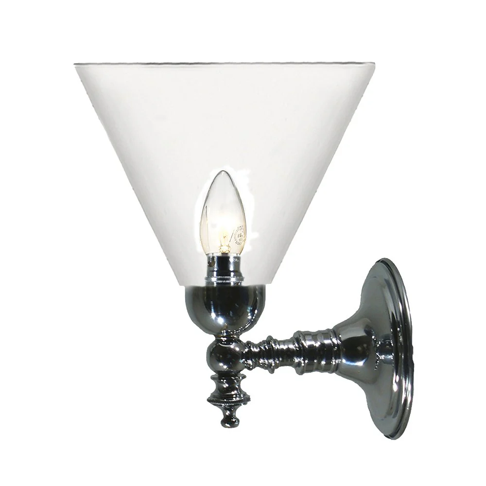 KOSCINA 1 Light Clear or Frost Glass Wall Light - Chrome or Brass