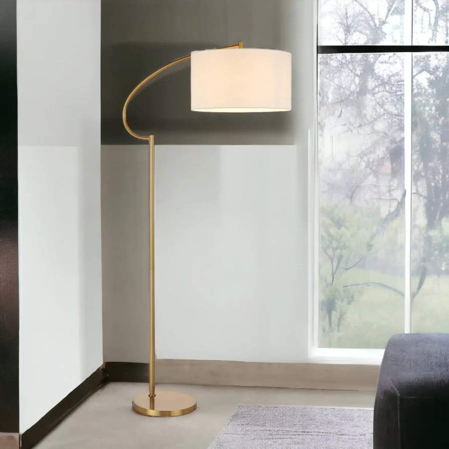 Laine Floor Lamp 1Lt in Antique Gold & Ivory - Image 2