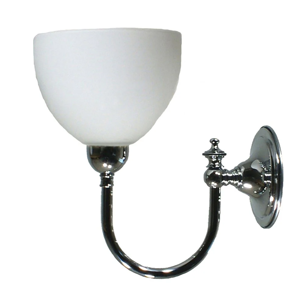 LOXTON 1 Light Opal Matt Glass Wall Light - Chrome or Brass