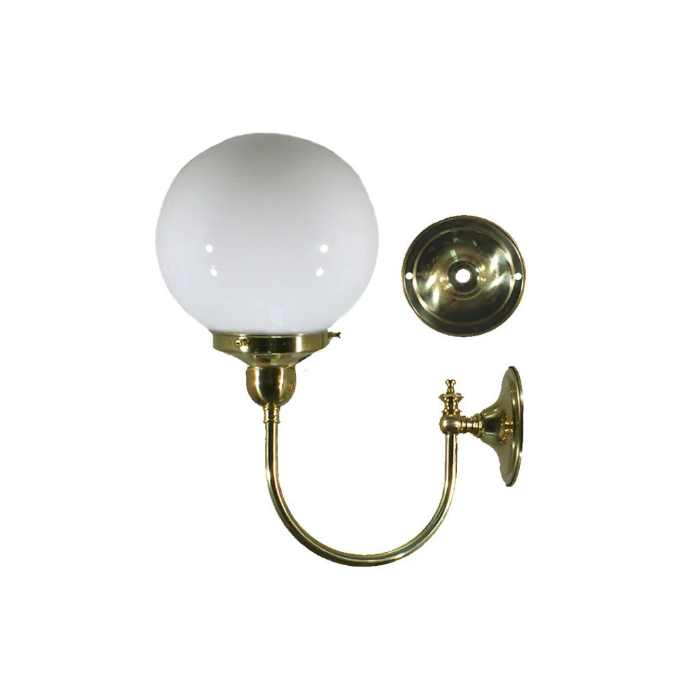 LUKE 1 Light Brass With Sphere Opal Glass or Sheffield Glass Wall Light