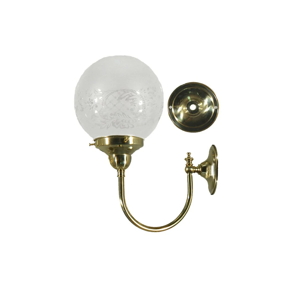 LUKE 1 Light Brass With Sphere Opal Glass or Sheffield Glass Wall Light - Image 2