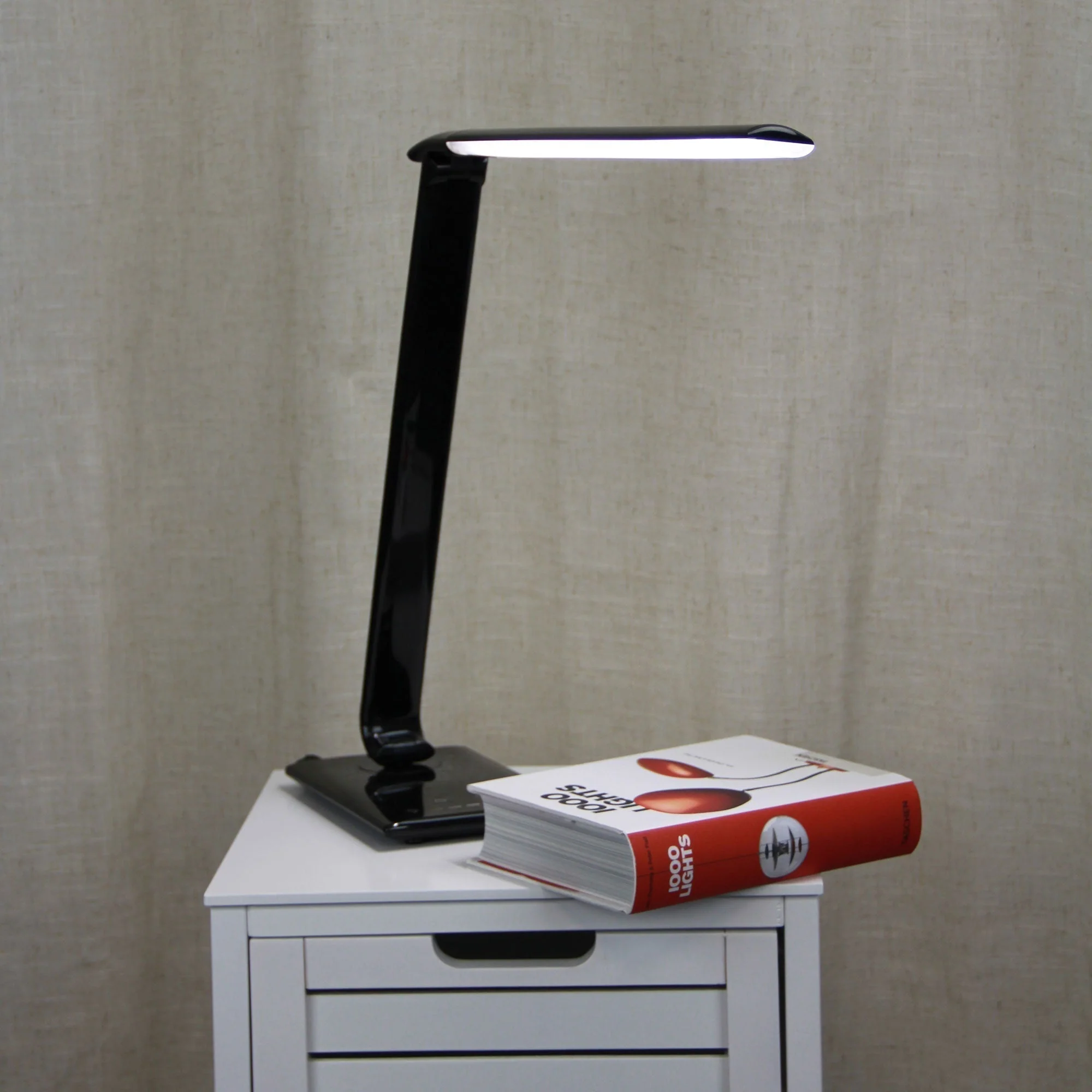 Luke LED Black Desk Lamp Touch Dim USB Port
