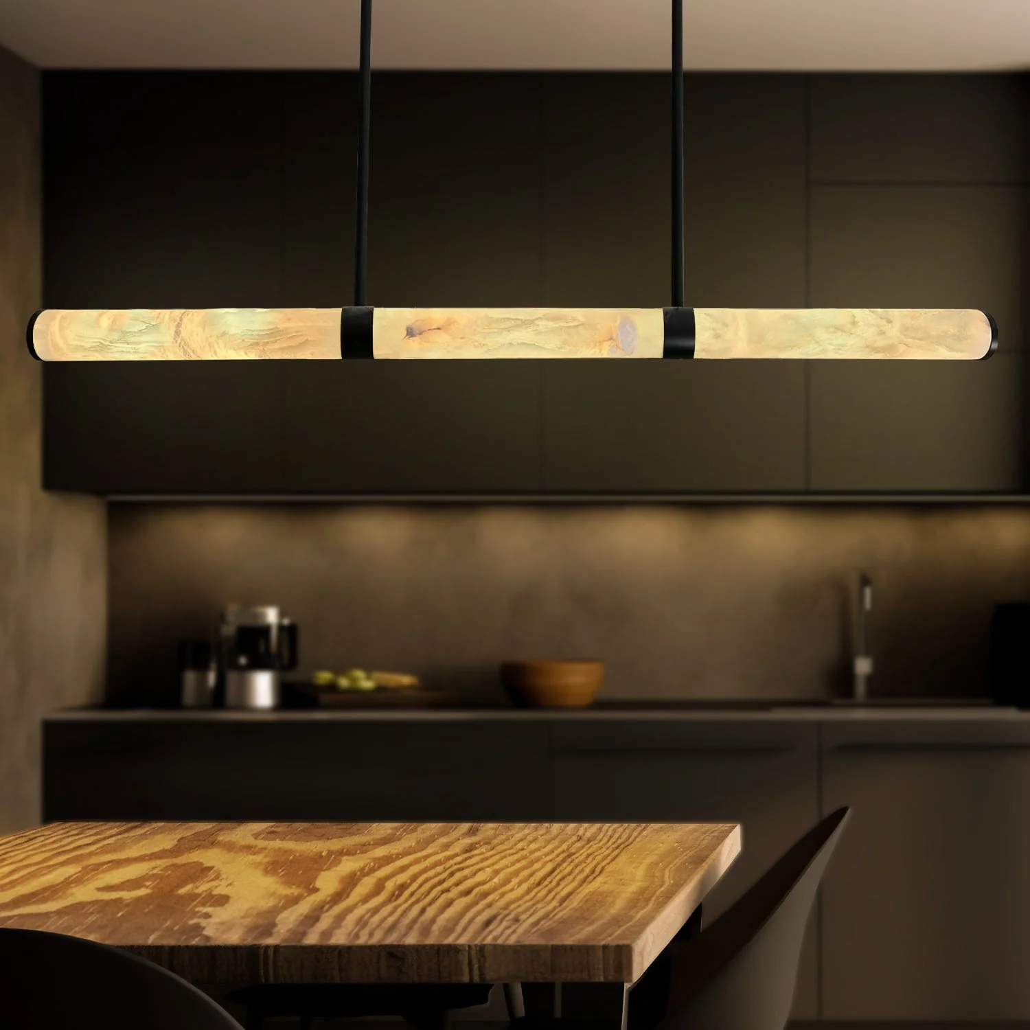 MADISON Spanish Marble Linear LED Pendant - Black, Brass, Antique Brass and Coffee | Lighting Creations - Image 14