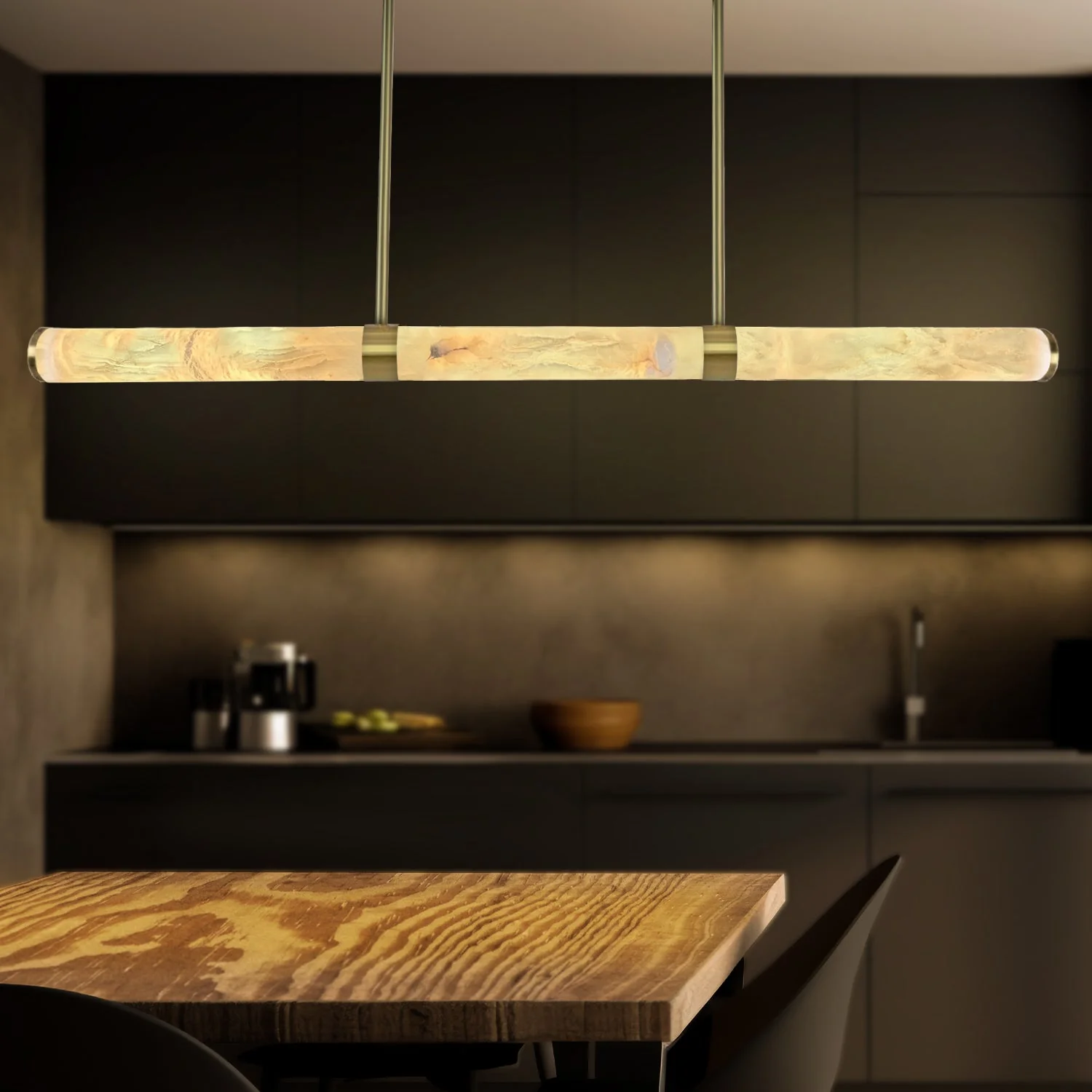 MADISON Spanish Marble Linear LED Pendant - Black, Brass, Antique Brass and Coffee | Lighting Creations - Image 15