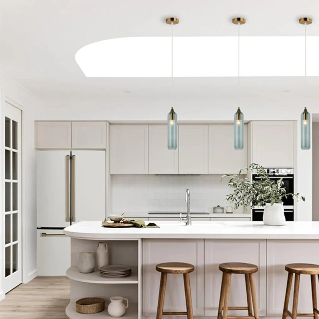 Manga Glass Cylinder Pendant Light in Smokey Black, Green, Blue, Amber, Clear - Image 10