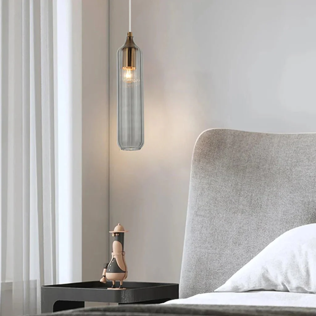 Manga Glass Cylinder Pendant Light in Smokey Black, Green, Blue, Amber, Clear - Image 12