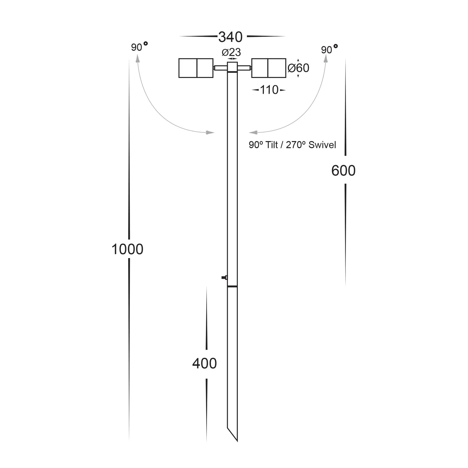 Matt Black Double Adjustable LED Spike Light Havit Lighting - HV1425T - Image 2