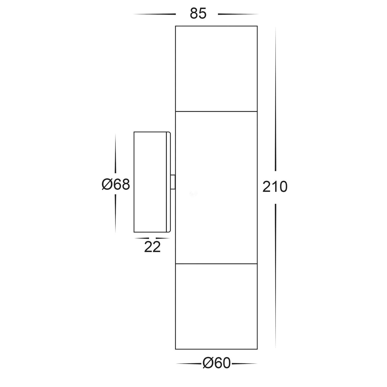 Matt Black Up/Down Wall Pillar Light Havit Lighting - HV1025T, HV1027GU10T, HV1027MR16T - Image 2