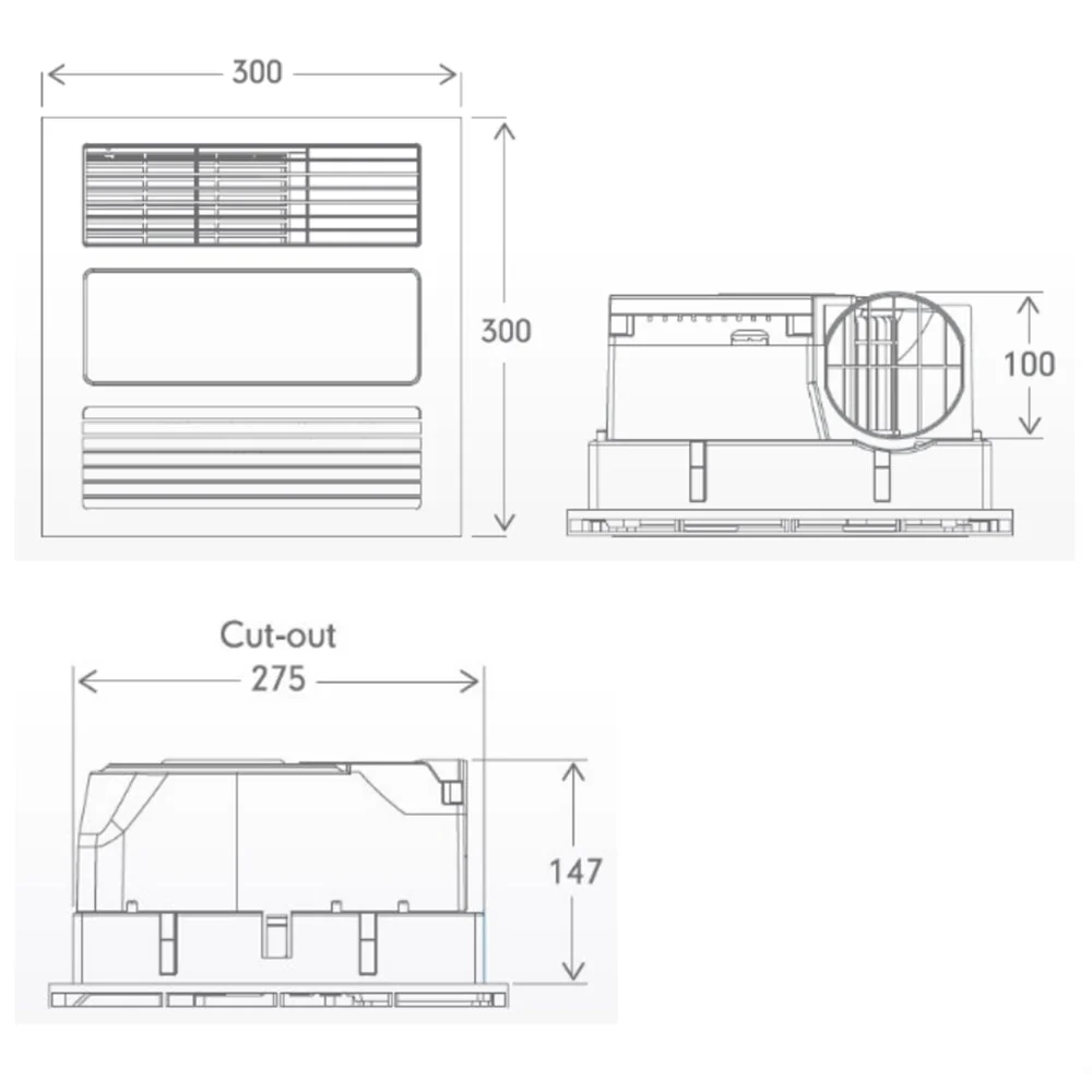 Mercator Mercury Lite 3 in 1 Exhaust Fan with Heat and CCT LED Light – (White) - Image 2