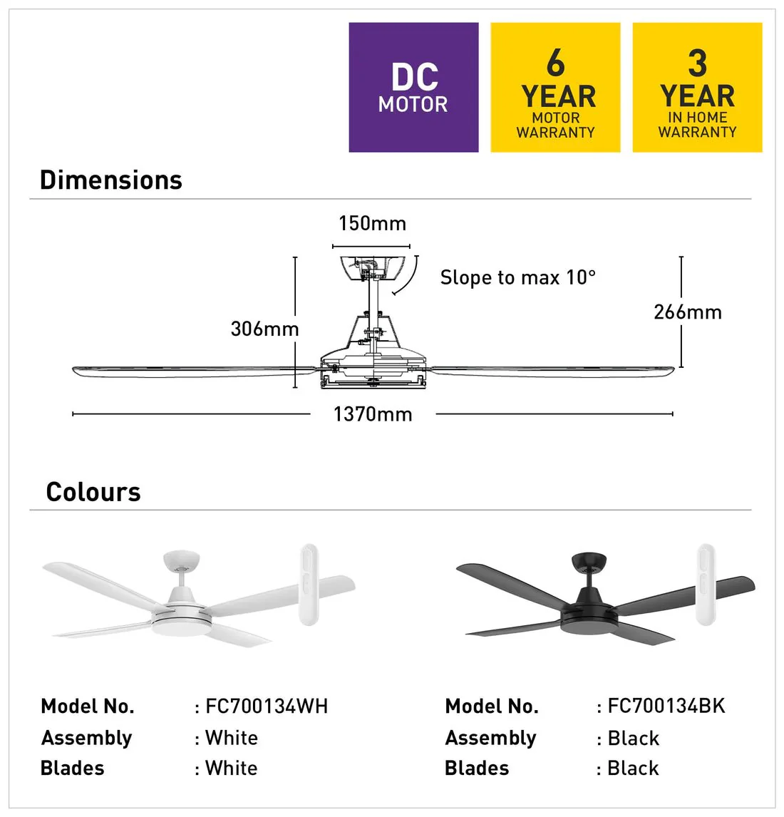 Mercator Nemoi DC Ceiling Fan With Remote White - Image 2