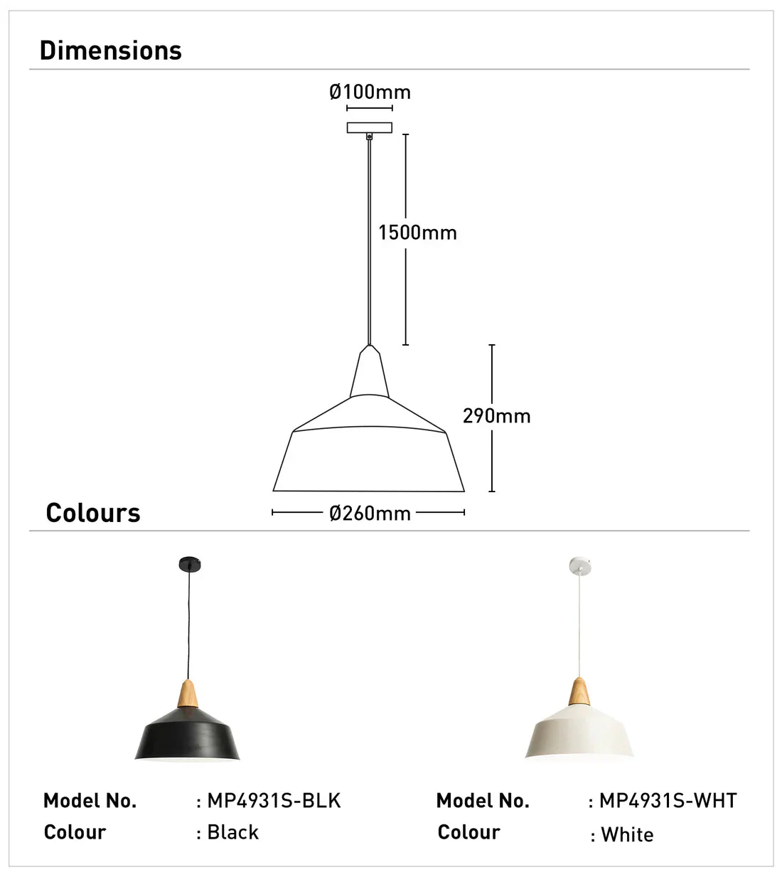 Mercator Noel 1Lt Small Light Pendant - Black/White - Image 4