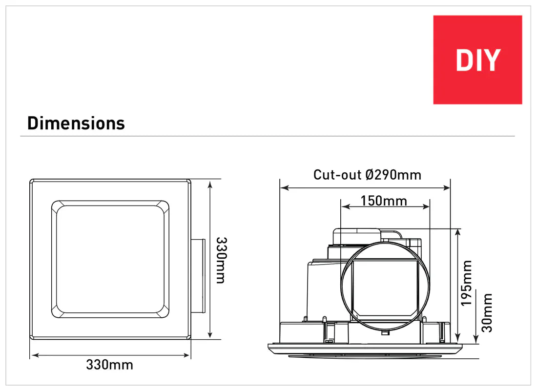 Mercator Novaline II Large Square Exhaust Fan - Image 2