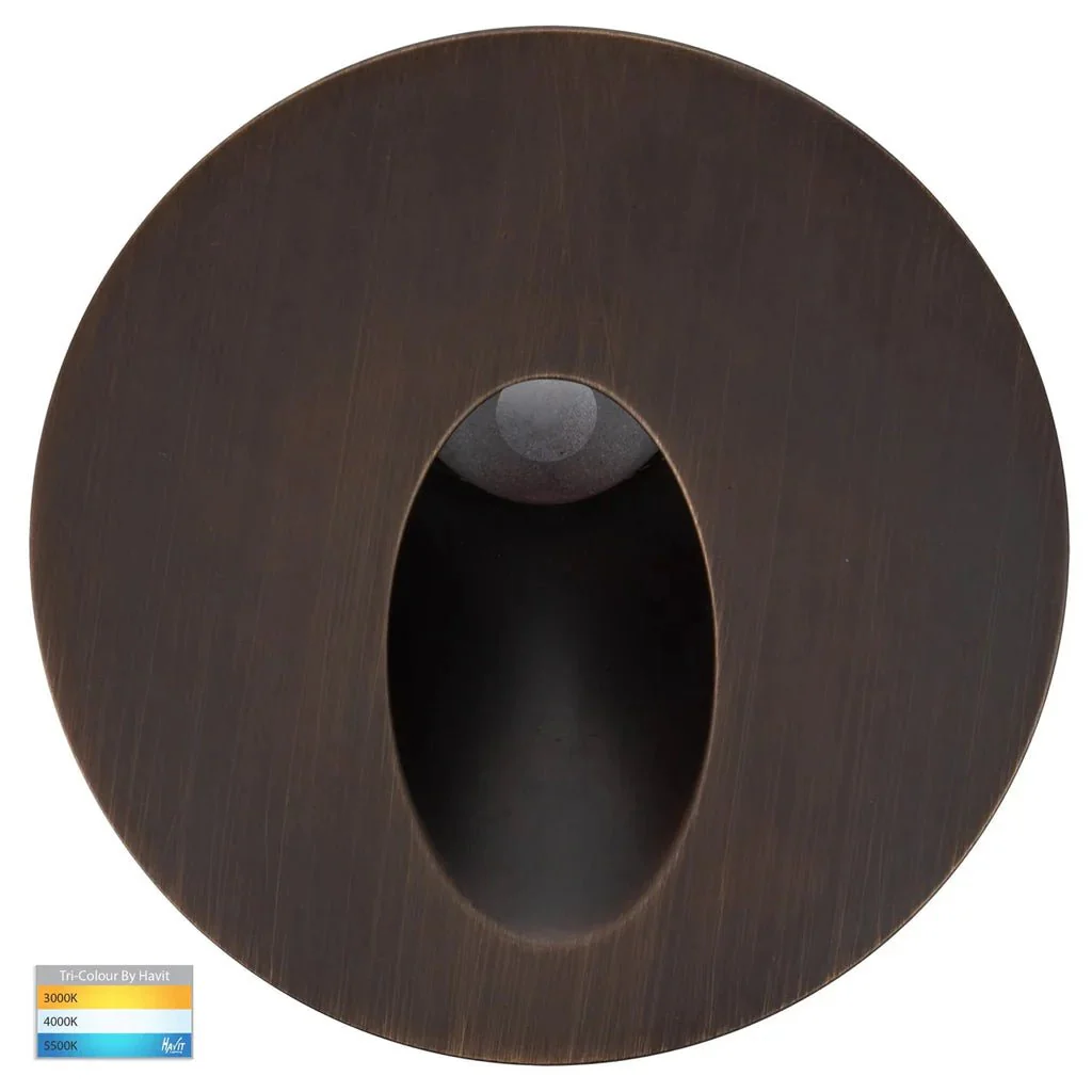 Mini Reces Round LED Step Light Antique Brass, Black, White, Brass, Stainless Steel Havit Lighting HV3206T-12V - Image 2