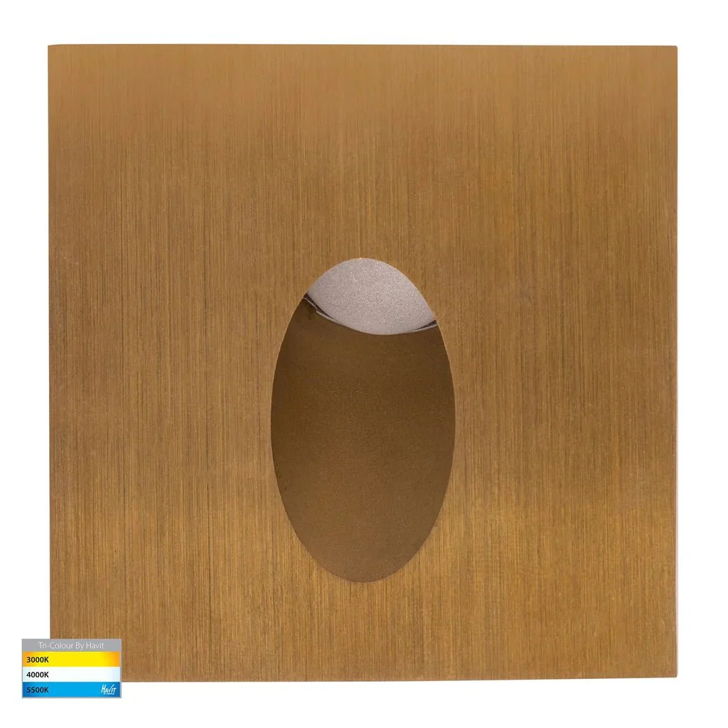 Mini Reces Square LED Step Light Antique Brass, Brass Havit Lighting HV3216T-12V - Image 3