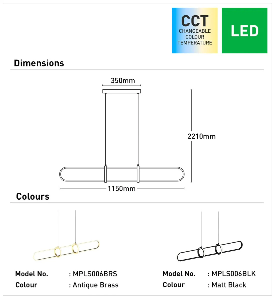 Odin LED Pendant Light CCT 30w Black, Brass - Image 3