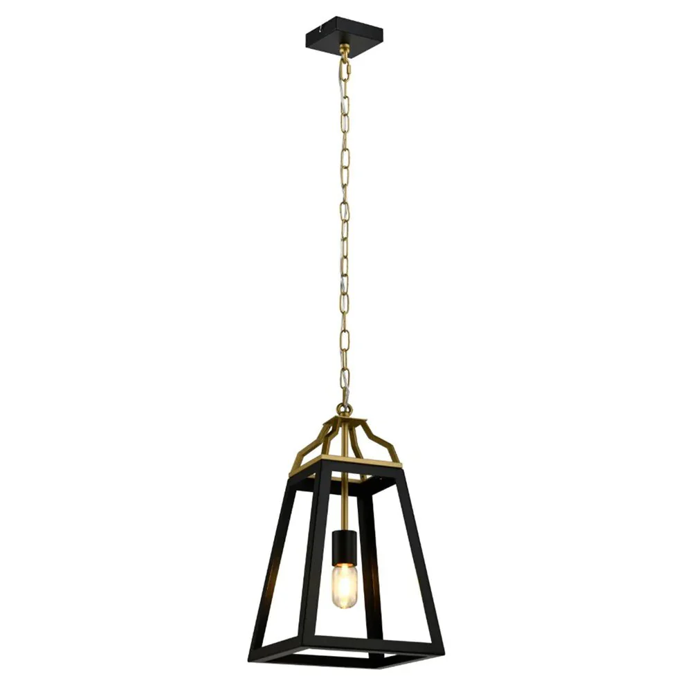 Monteal 1Lt Pendant Light in Antique Gold & Black