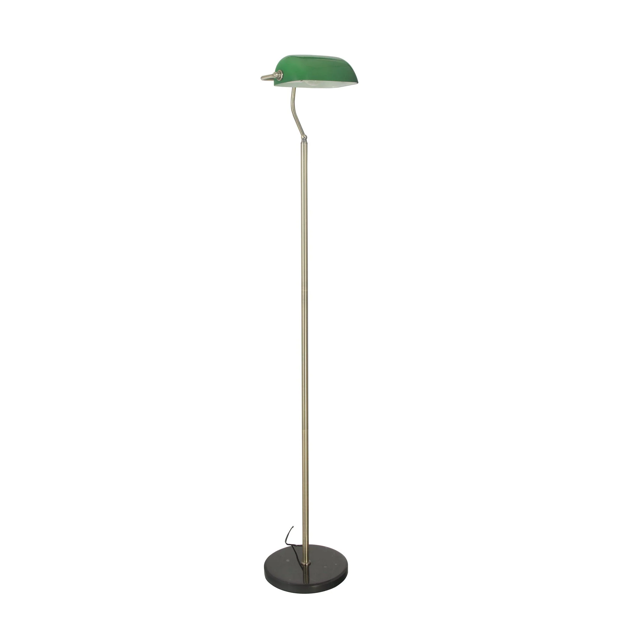 Bankers 1 Light Floor Lamp Antique Brass & Green - OL99443AB