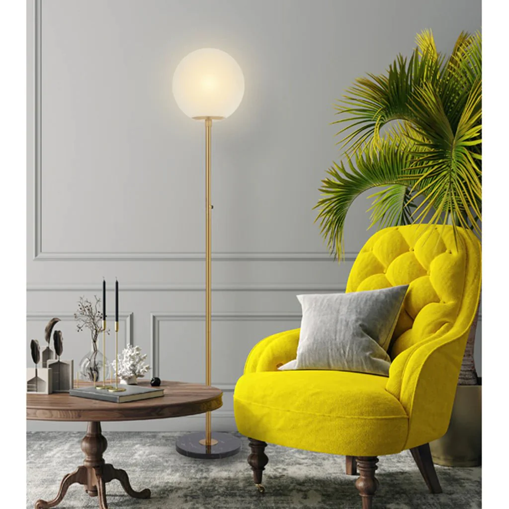 Oliana Floor Lamp 1Lt in Antique Gold & Alabastro Glass