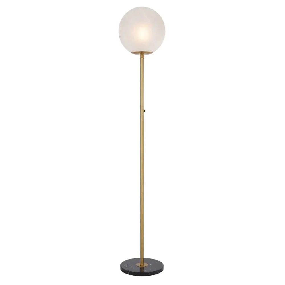 Oliana Floor Lamp 1Lt in Antique Gold & Alabastro Glass - Image 2
