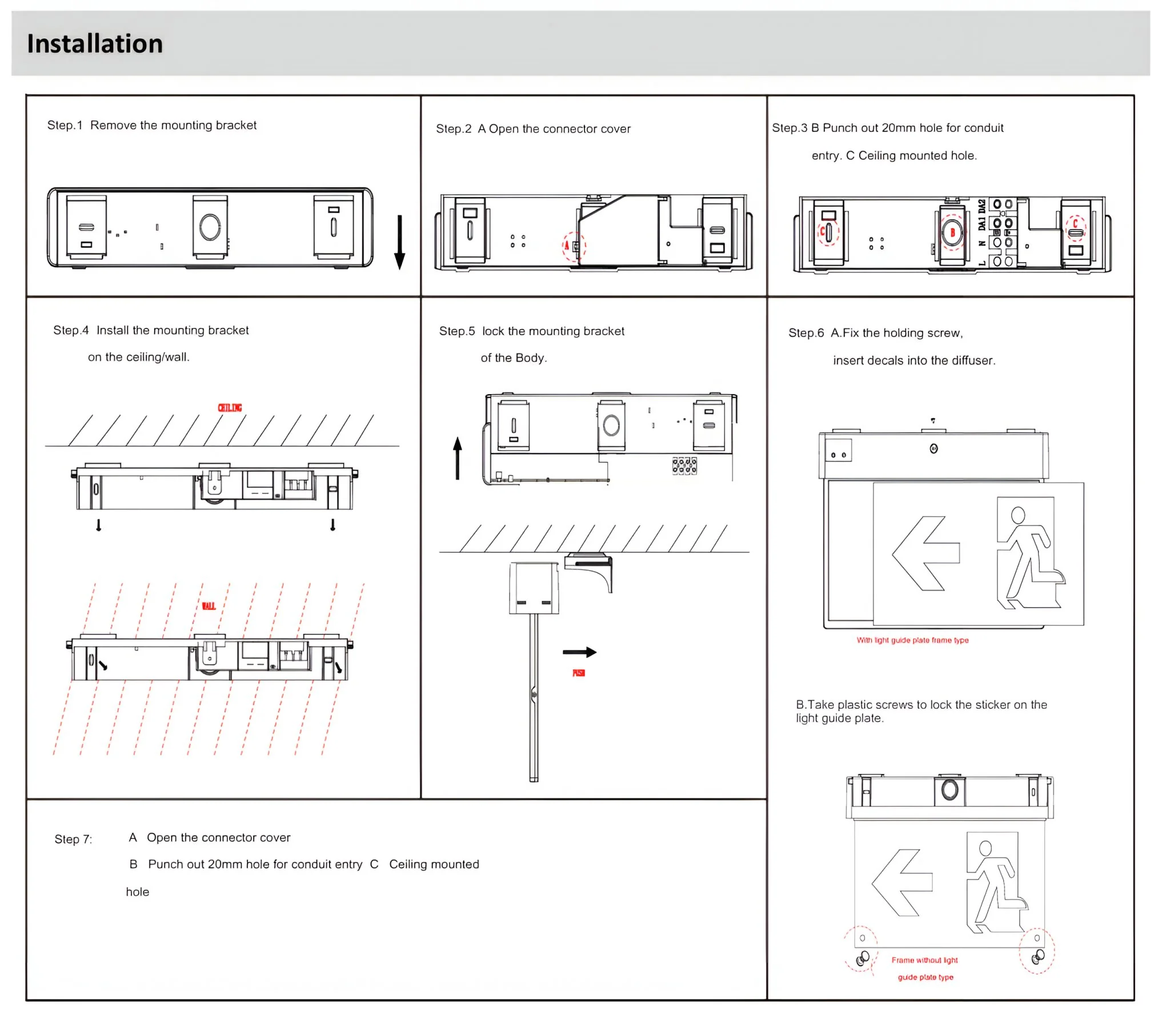 Reech LED Emergency Exit Light Surface-Mount Wall & Ceiling - Image 6
