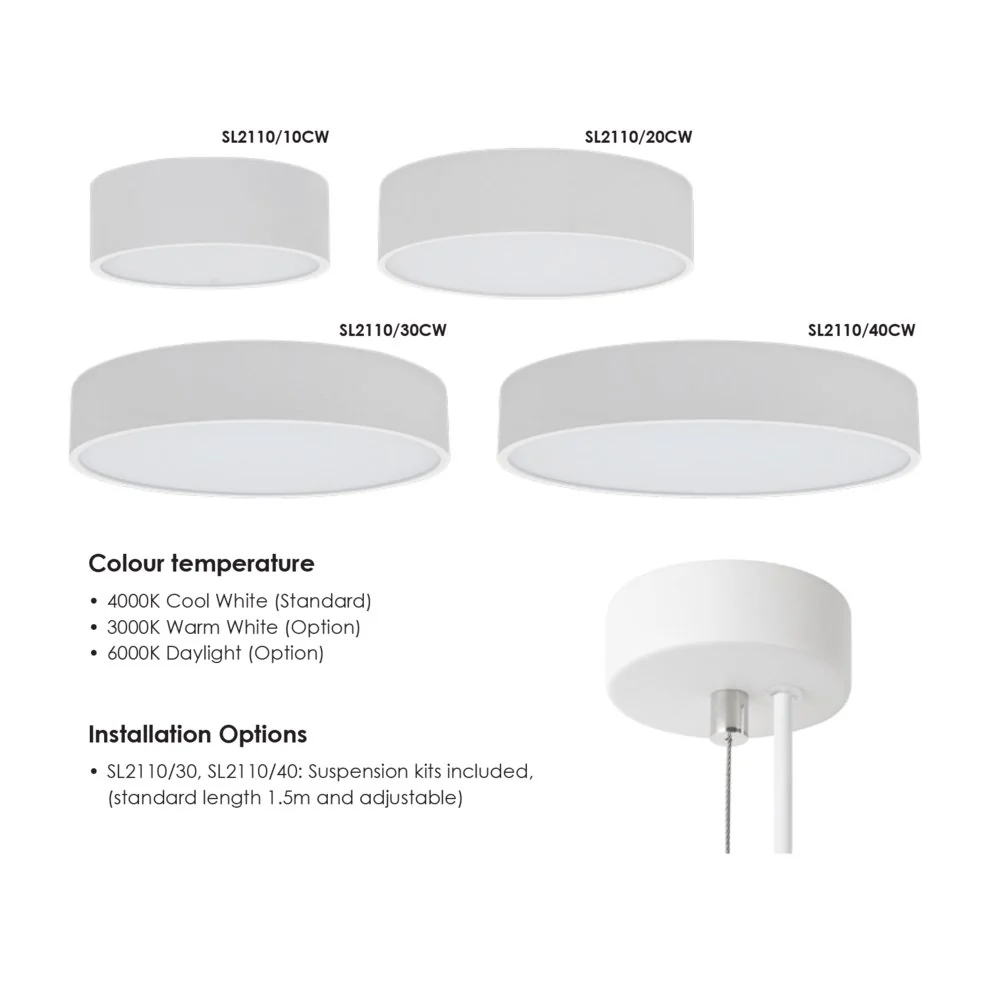 SAL Flat 18W LED Dimmable Low Profile Oyster White / Cool White - SL2110/30CW - Image 4