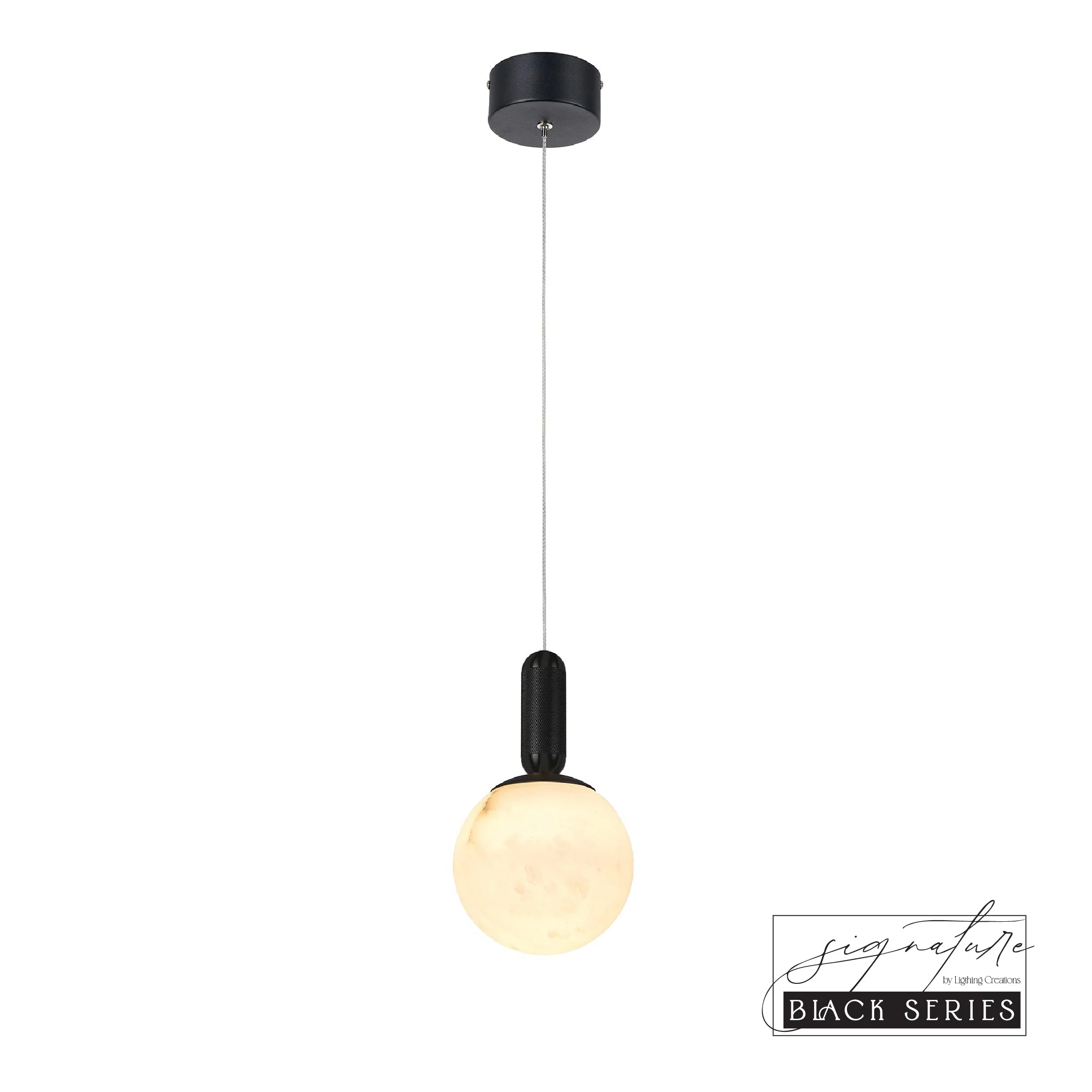 SATURN Spanish Marble Pendant Light in Brass or Black - Image 3