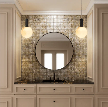 SATURN Spanish Marble Pendant Light in Brass or Black - Image 4