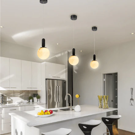 SATURN Spanish Marble Pendant Light in Brass or Black - Image 5