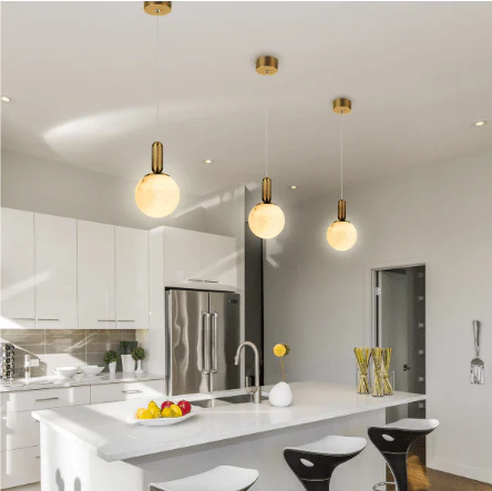 SATURN Spanish Marble Pendant Light in Brass or Black - Image 6