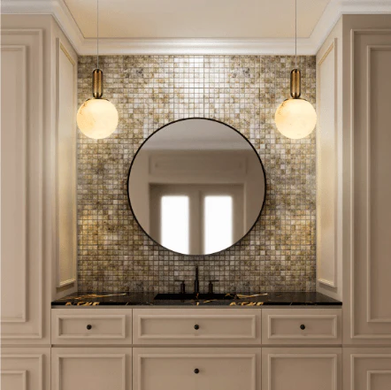 SATURN Spanish Marble Pendant Light in Brass or Black - Image 7