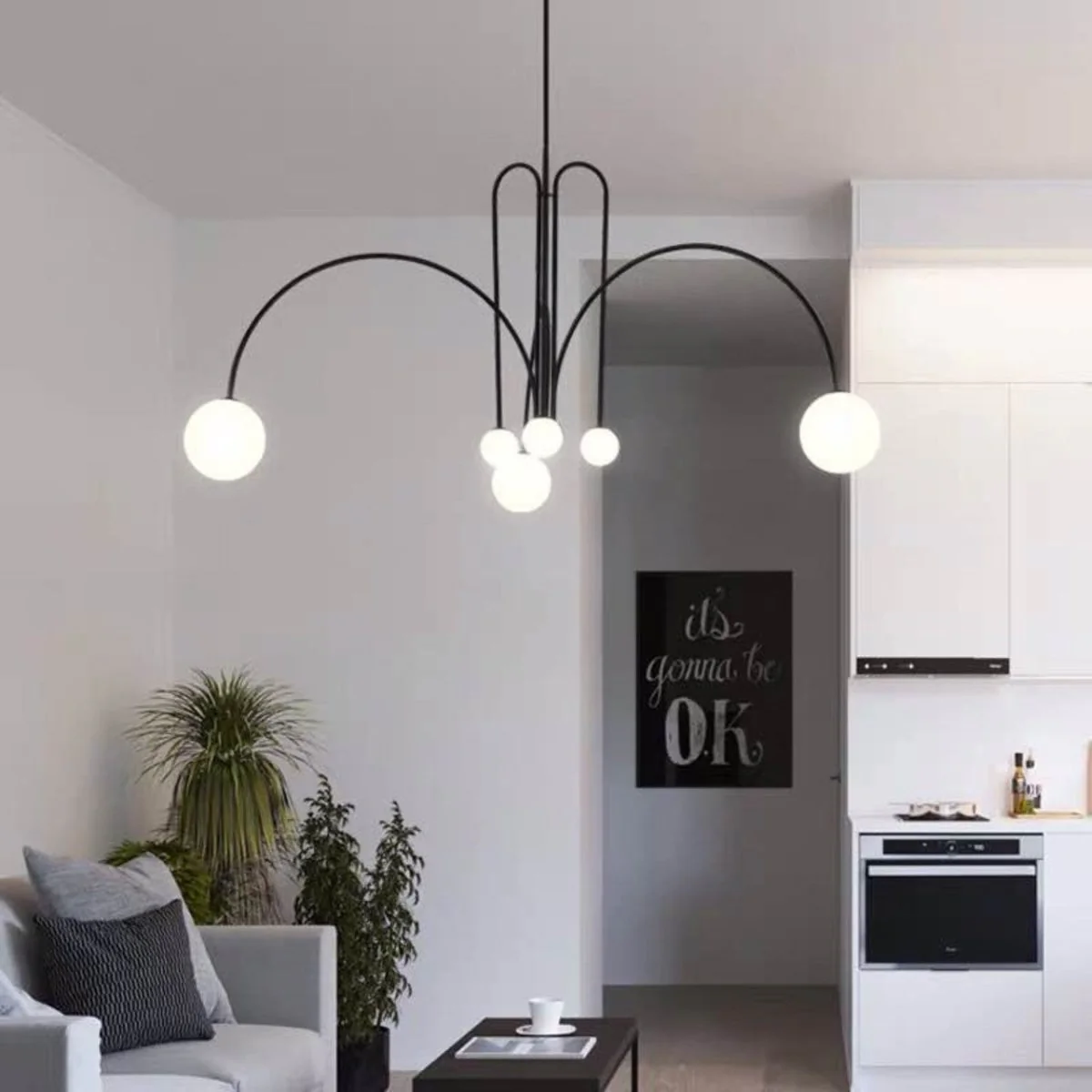 SESTINA Arched 6 Light Black Pendant | Lighting Creations - Image 3