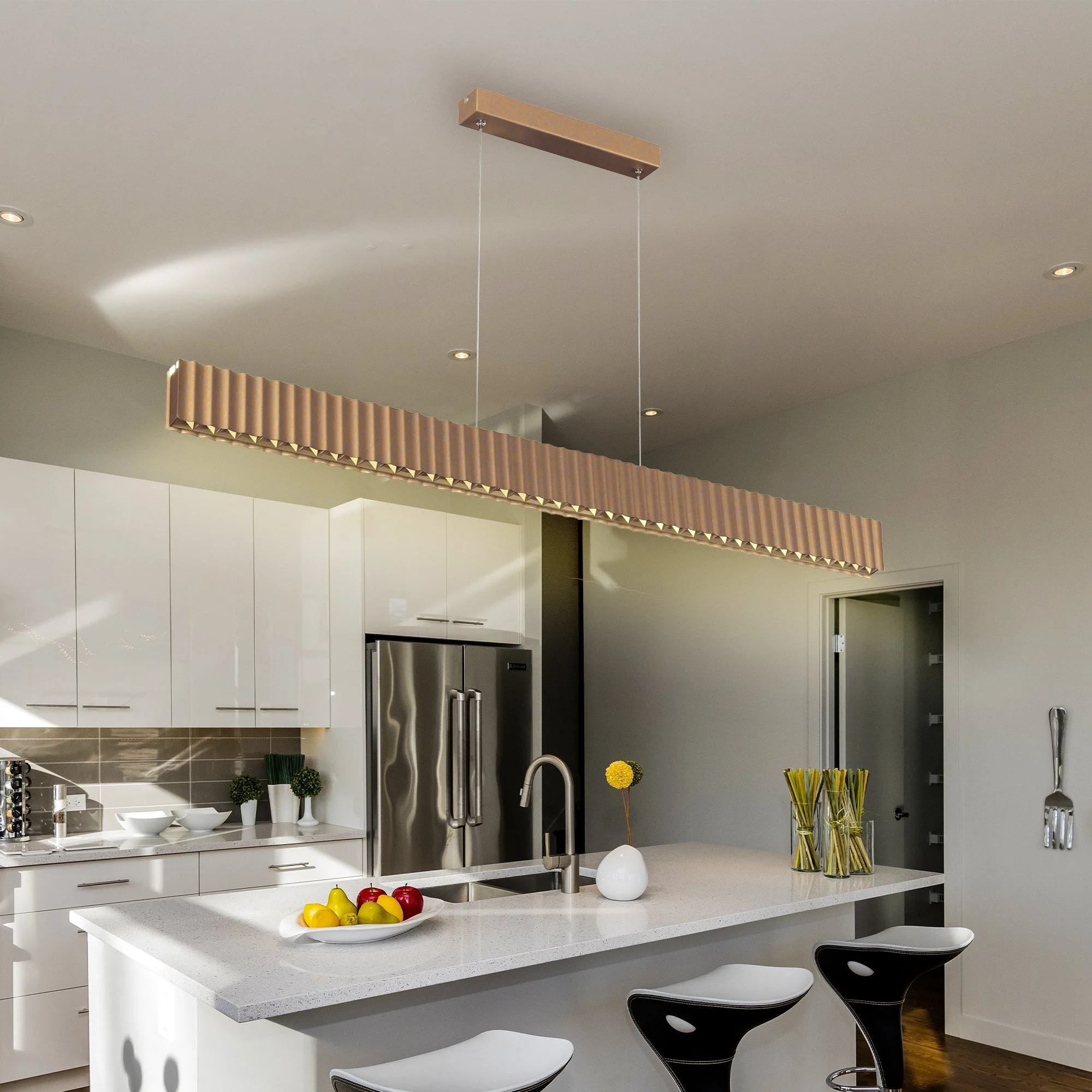 Skyline Brilliance Linear LED Pendant Light 78W 3000K in Black or White or Gold | Lighting Creations - Image 2