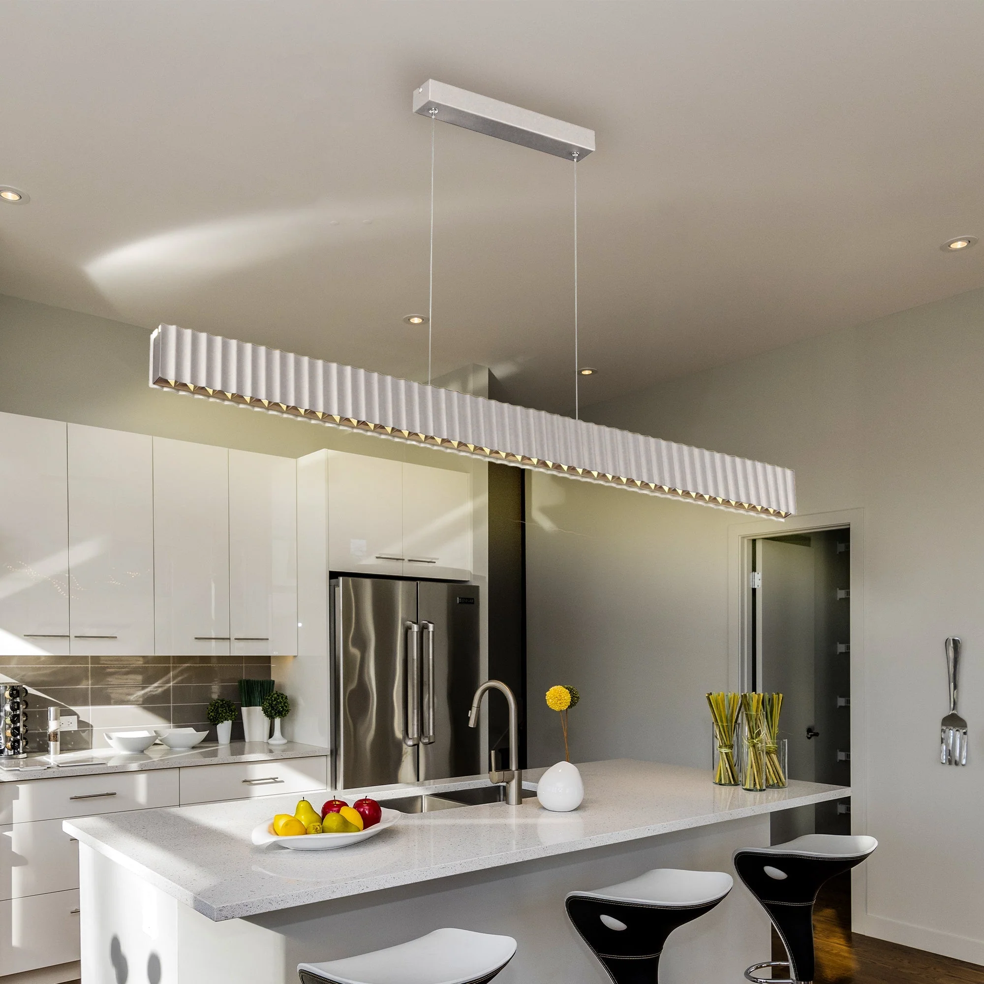 Skyline Brilliance Linear LED Pendant Light 78W 3000K in Black or White or Gold | Lighting Creations - Image 5