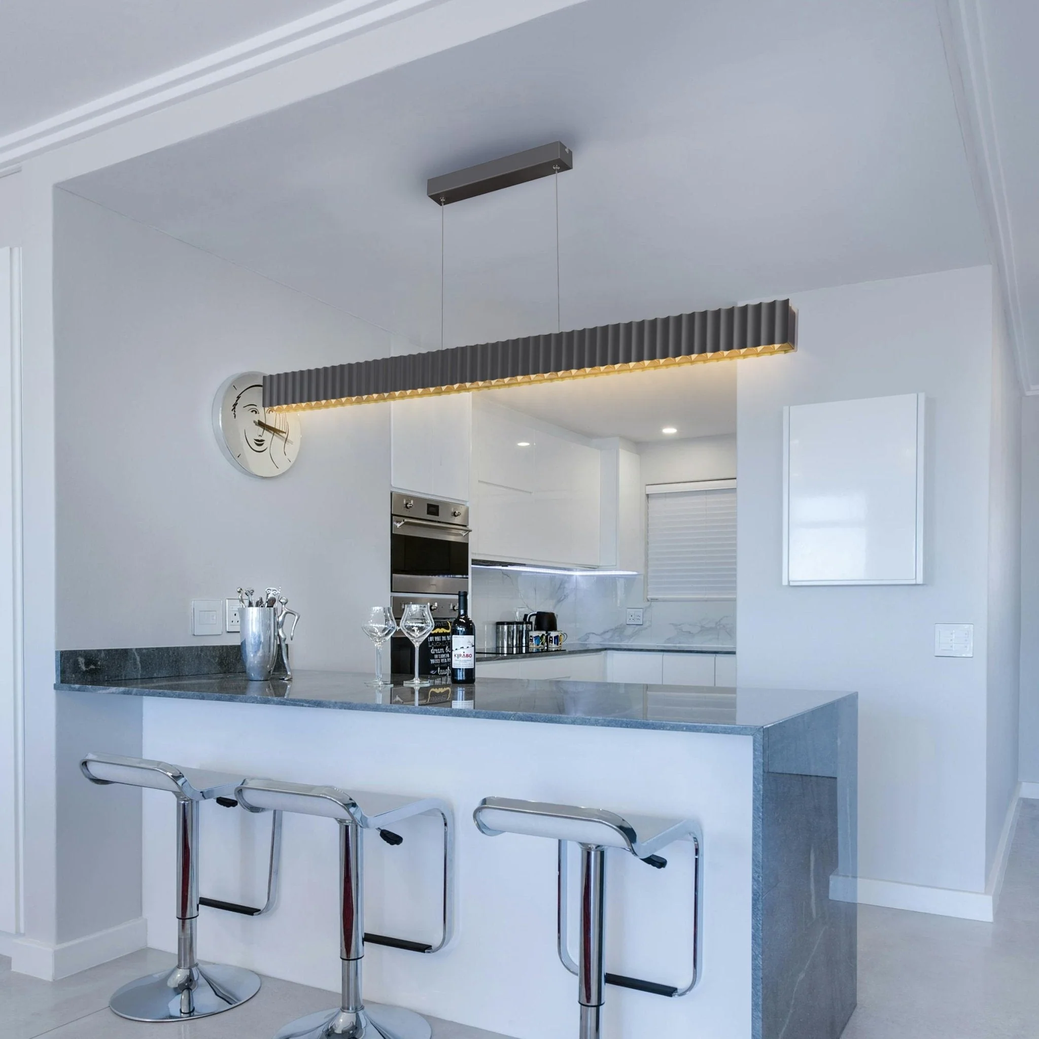 Skyline Brilliance Linear LED Pendant Light 78W 3000K in Black or White or Gold | Lighting Creations - Image 7